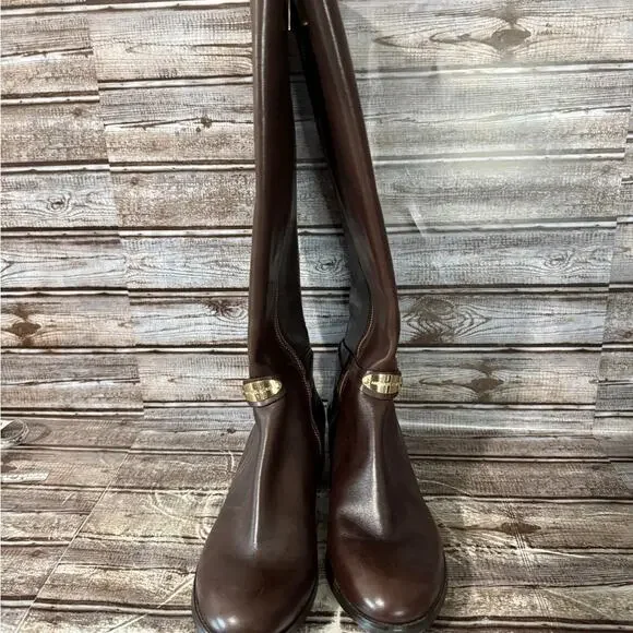 New Michael Kors ST14G brown leather riding boots size 11 - Picture 2 of 8